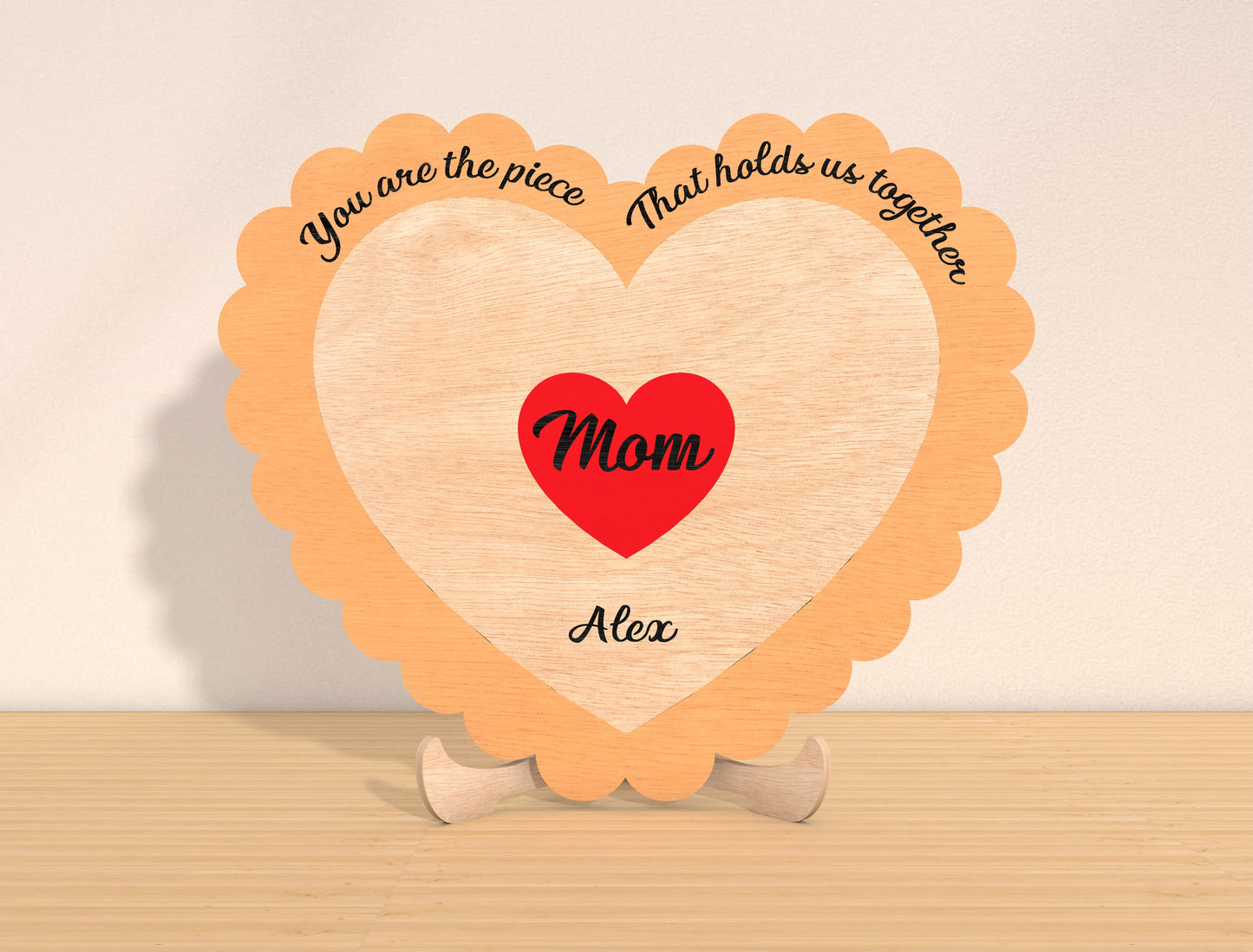 Personalized Mom Heart Sign SVG Bundle 6 Designs for xTool and LightBurn
