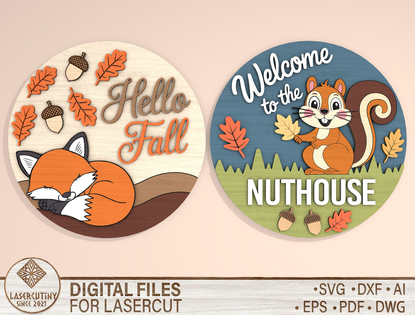 Welcome to the Nuthouse Squirrel SVG Set for Glowforge xTool LightBurn | 2 Designs
