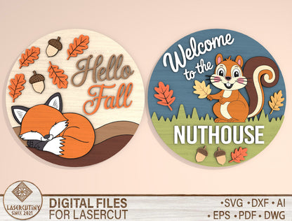 Welcome to the Nuthouse Squirrel SVG Set for Glowforge xTool LightBurn | 2 Designs