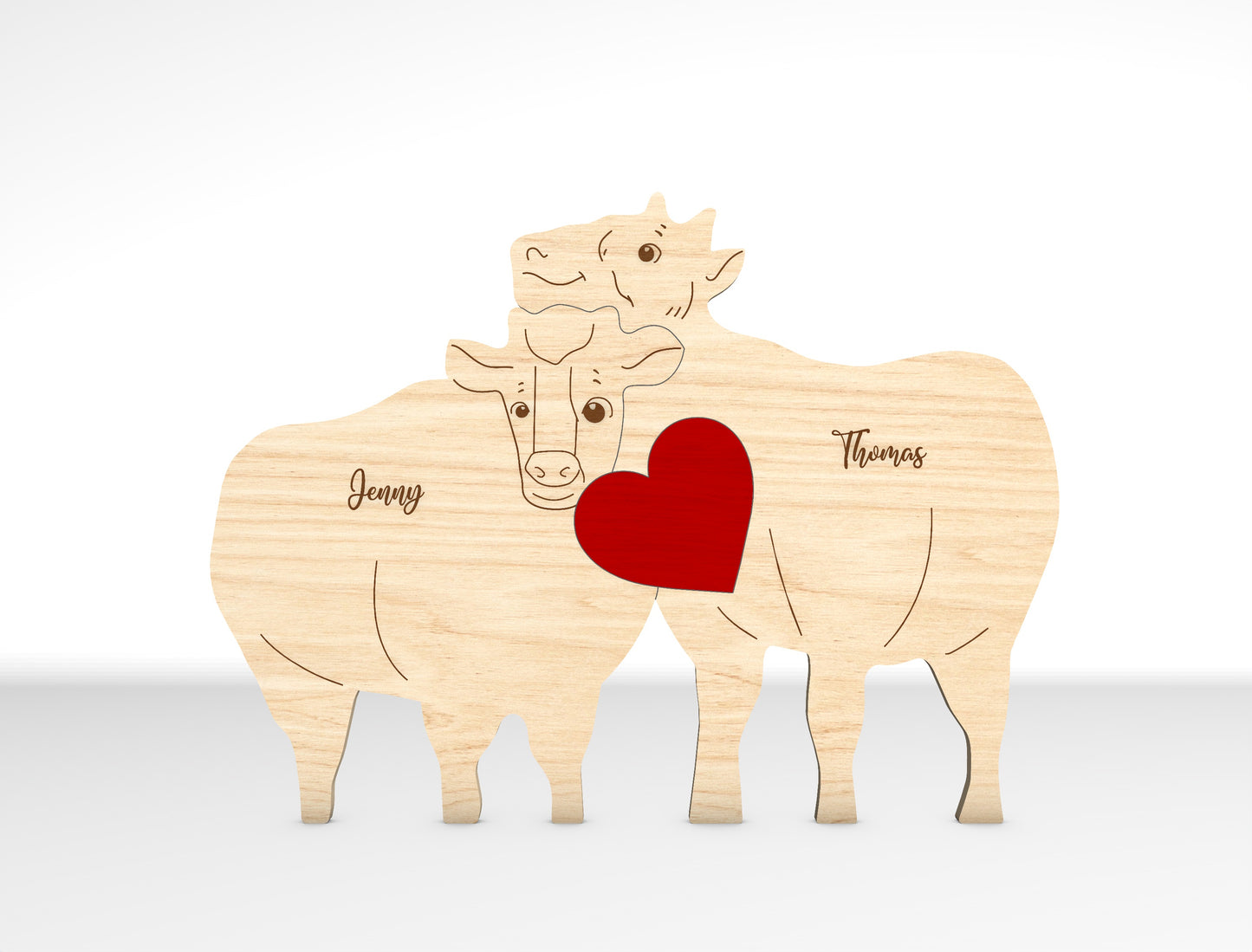 Personalized Family Highland Cow Puzzle SVG for LightBurn