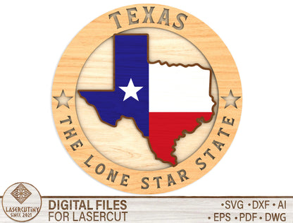 Texas Lone Star State Sign SVG for Glowforge and xTool Laser Cut