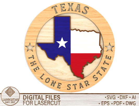 Texas Lone Star State Sign SVG for Glowforge and xTool Laser Cut