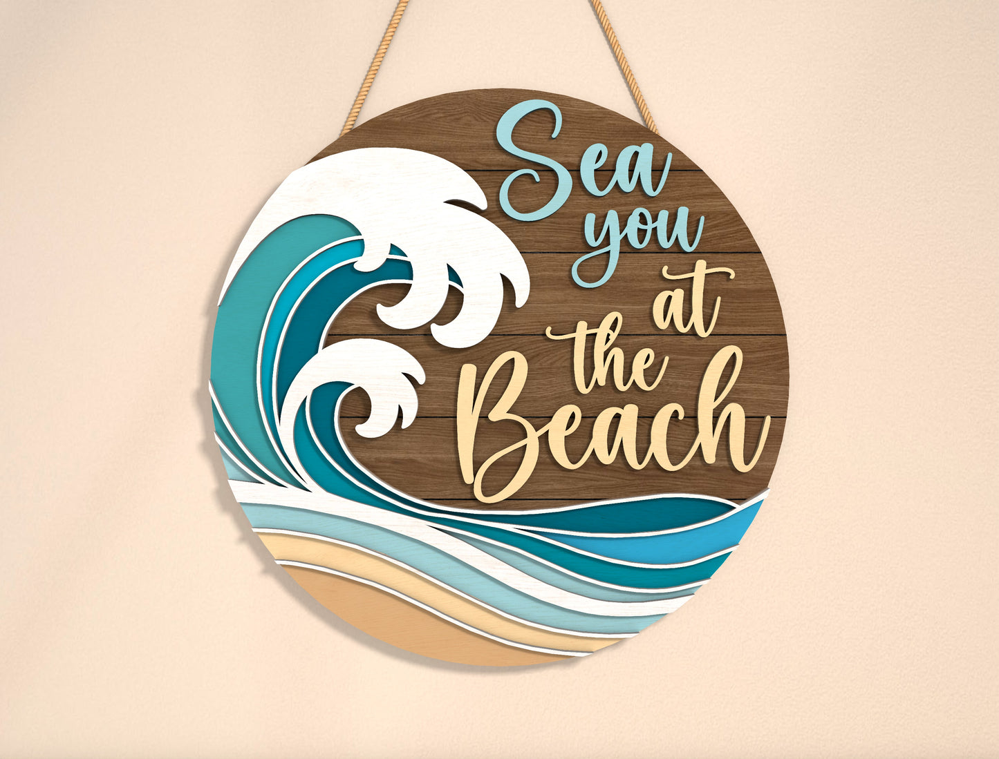 Ocean Wave Beach Door SVG for LightBurn and Glowforge