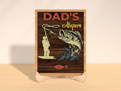 Daddy’s Fish Keepers Sign SVG Bundle Laser Cut File | Personalized Fishing Family Decor | Wooden Tabletop Sign | Glowforge, xTool, LightBurn, etc.