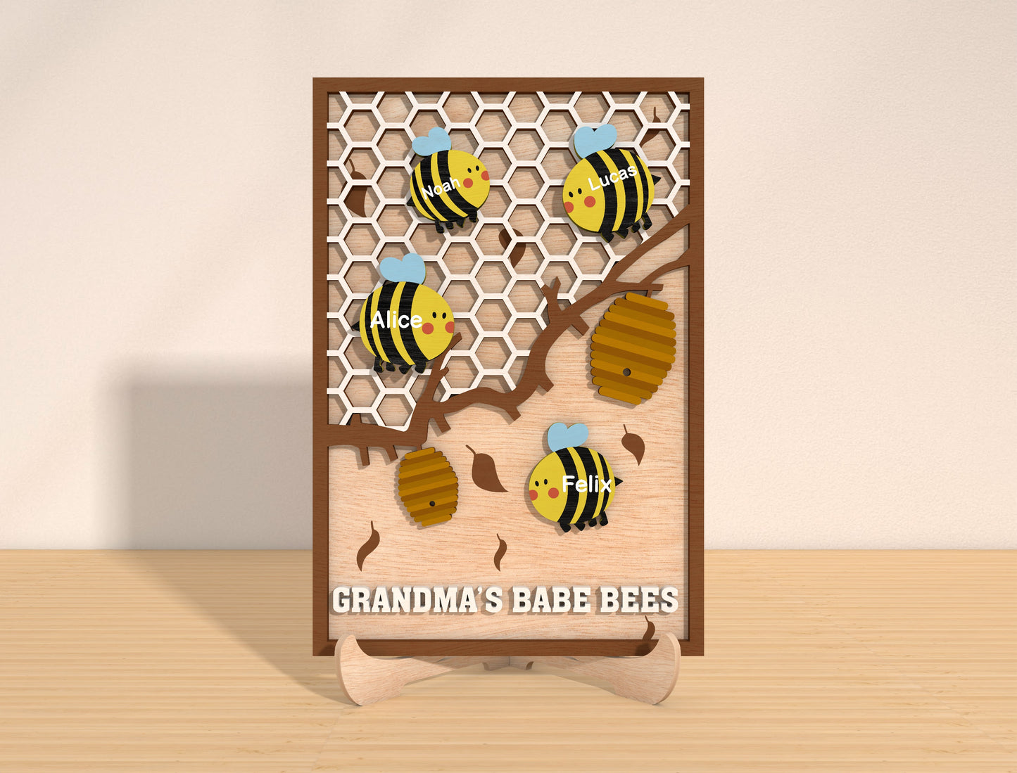Personalized Grandma Bee Honeycomb Sign SVG Bundle for Glowforge