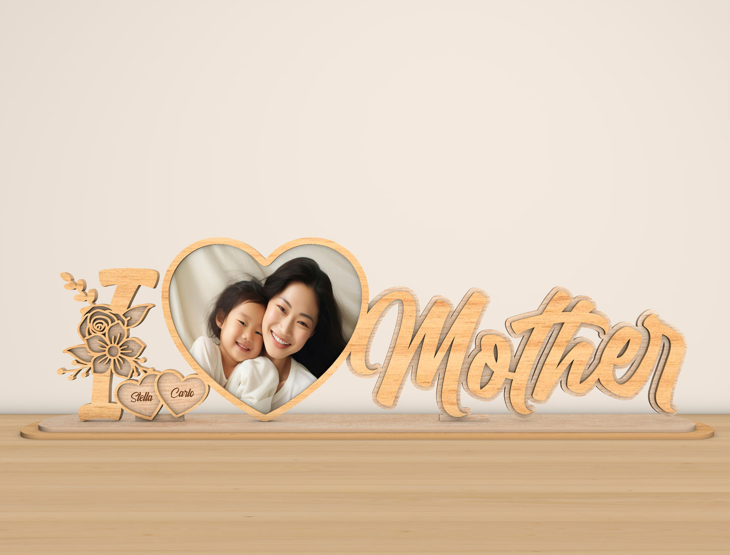 Personalized Mom Name Photo Stand SVG Bundle for LightBurn and xTool