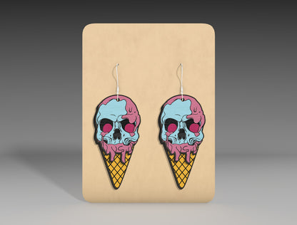 Halloween Skull Ice Cream Earrings SVG Bundle 3 Designs for xTool LightBurn