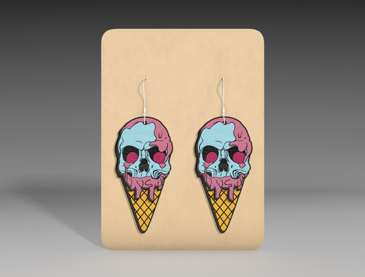 Halloween Skull Ice Cream Earrings SVG Bundle 3 Designs for xTool LightBurn