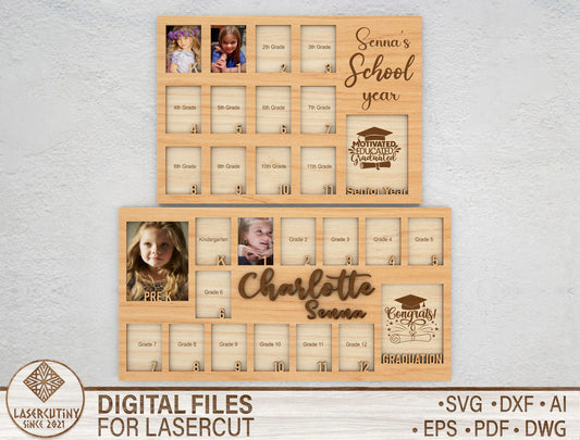 Personalized School Year Photo Frame SVG for xTool and Glowforge