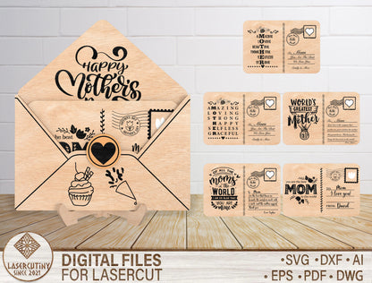 Mother's Day Envelope Card SVG Laser Cut File for Glowforge and xTool