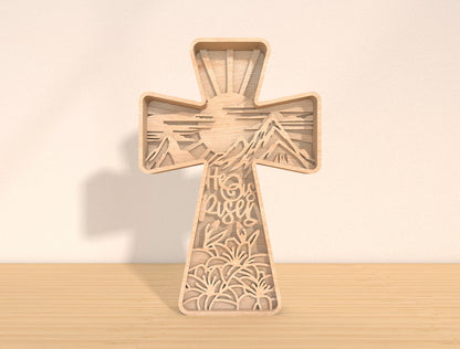 Multilayer Cross SVG 8 Layer Jesus Resurrection Easter for LightBurn and xTool