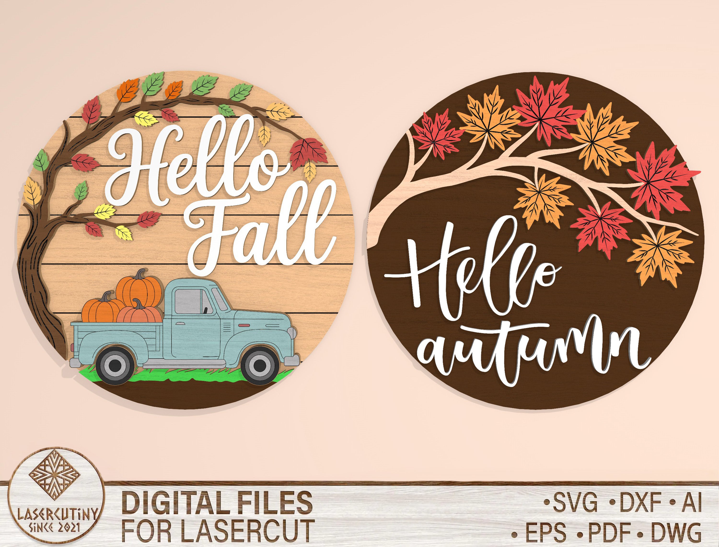 Hello Fall Pumpkin Truck Door Hanger SVG Set