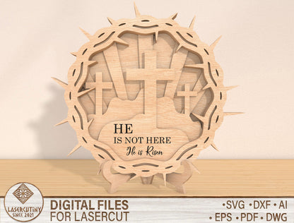 Multilayer Crown of Thorns Cross SVG Easter for Glowforge and xTool