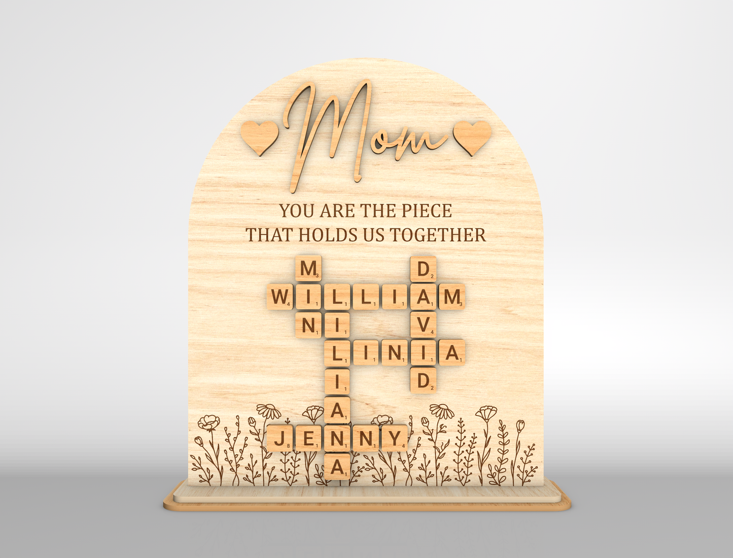 Personalized Mom Crossword Sign SVG for Glowforge and LightBurn
