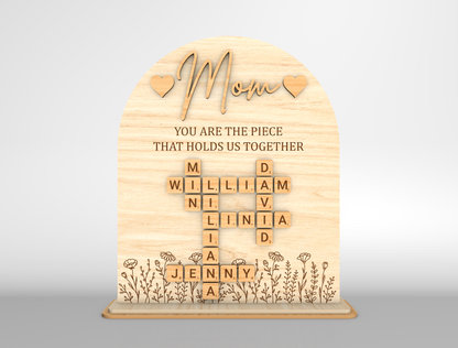 Personalized Mom Crossword Sign SVG for Glowforge and LightBurn