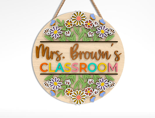 Personalized Teacher Sunflower Classroom Sign SVG Bundle Laser Cut File for Glowforge