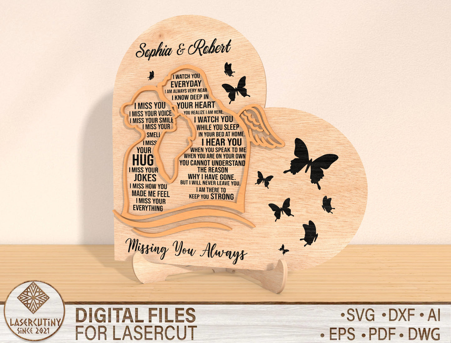 Heart Memorial Photo Plaque SVG Laser Cut File for Glowforge