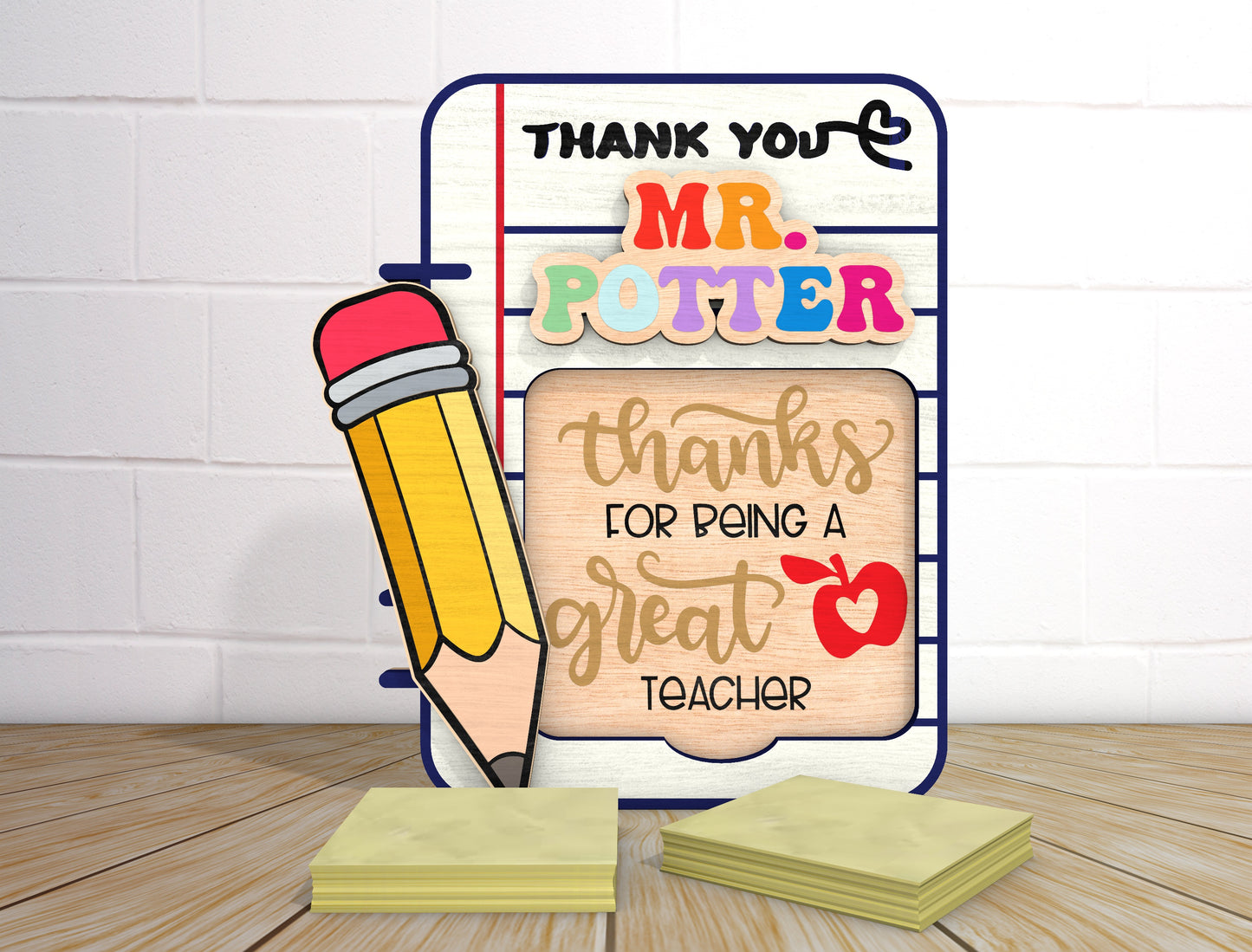 Teacher Sticky Note Holder SVG Bundle for Glowforge and LightBurn
