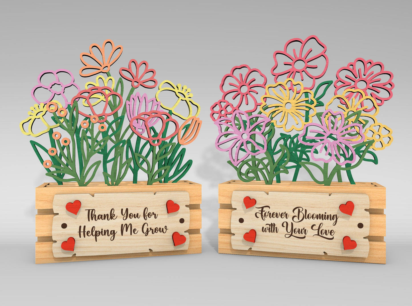 Mother's Day Floral Box Sign SVG Bundle for xTool and LightBurn