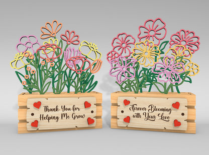 Mother's Day Floral Box Sign SVG Bundle for xTool and LightBurn