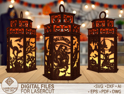 Halloween Witch Lantern SVG for LightBurn Glowforge xTool