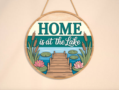 “Home is at the Lake” Door Sign SVG for Glowforge and LightBurn