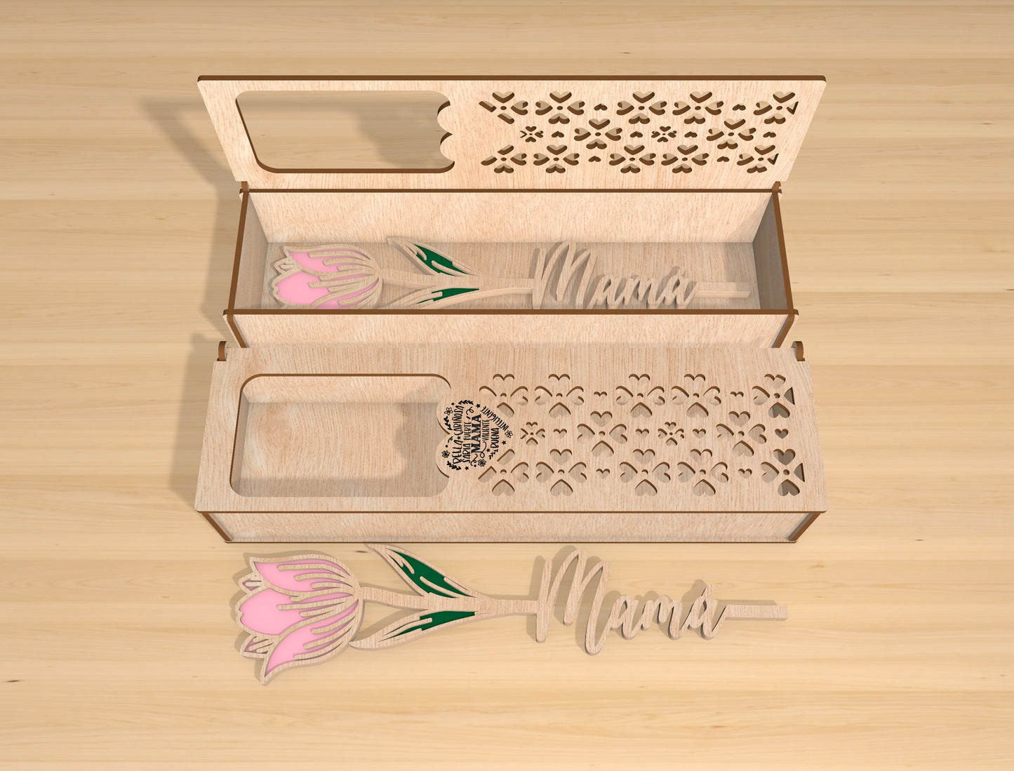 Flower Gift Box Laser Cut File Bundle | Mom Floral Keepsake Box | Multilayer Wooden Design | Glowforge, xTool, LightBurn, etc.