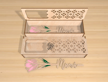 Flower Gift Box Laser Cut File Bundle | Mom Floral Keepsake Box | Multilayer Wooden Design | Glowforge, xTool, LightBurn, etc.