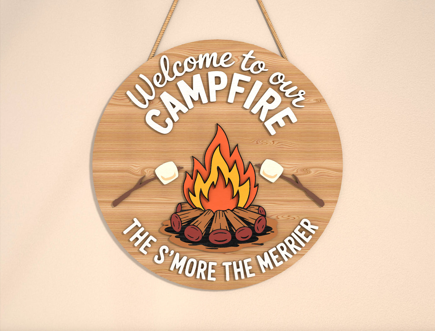“Welcome to Our Campfire” Door Sign SVG for LightBurn and Glowforge