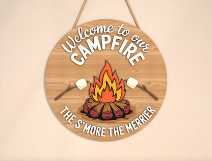 “Welcome to Our Campfire” Door Sign SVG for LightBurn and Glowforge