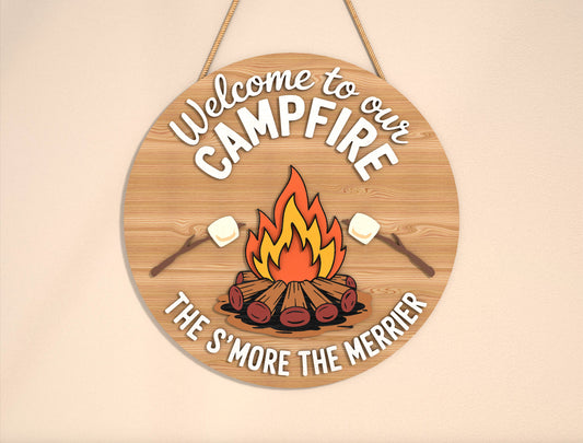 “Welcome to Our Campfire” Door Sign SVG for LightBurn and Glowforge