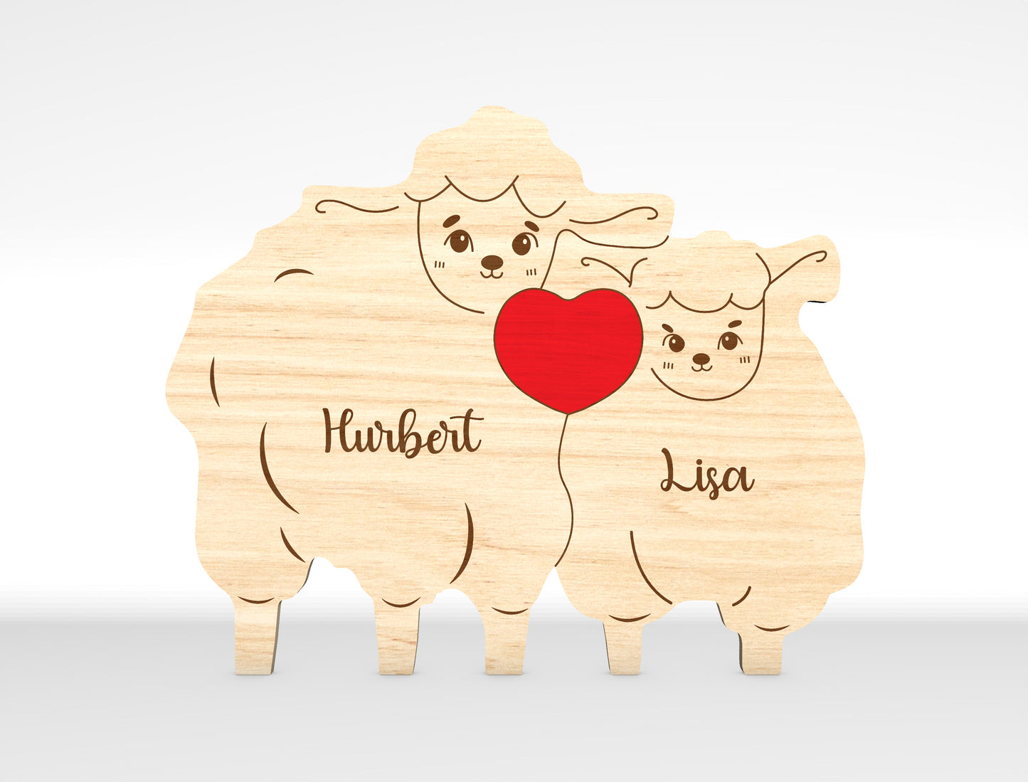 Personalized Family Sheep Puzzle SVG Laser Cut File for Glowforge and LightBurn