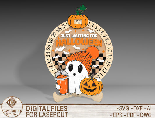 Halloween Ghost Countdown Calendar SVG for LightBurn Glowforge xTool