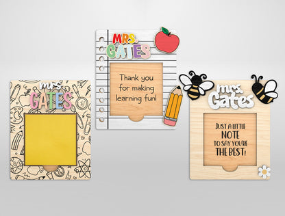 Personalized Teacher Note Pad Holder Bundle Laser Cut File for xTool and Glowforge