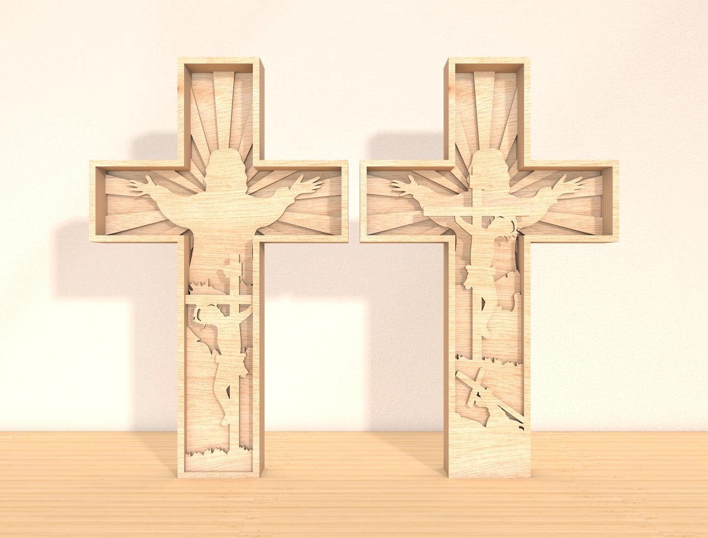 Multilayer Cross SVG Bundle 7 Layer Jesus Crucifix 2 Designs for Glowforge