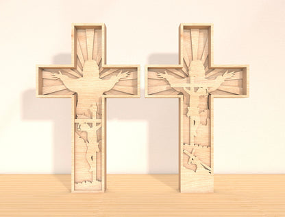 Multilayer Cross SVG Bundle 7 Layer Jesus Crucifix 2 Designs for Glowforge