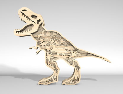 Multilayer Dinosaur SVG for Glowforge xTool Layered T Rex Laser Cut File
