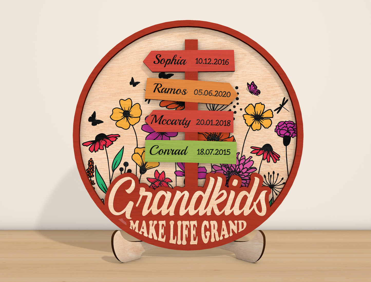 Grandkids Personalized Round Name Sign SVG Bundle for LightBurn and xTool