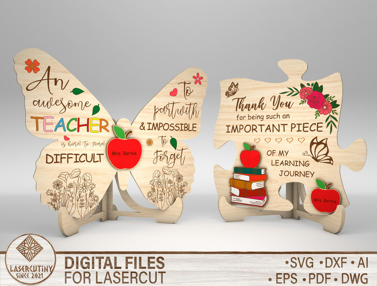 Teacher Appreciation Gift Sign SVG Bundle for Glowforge and xTool