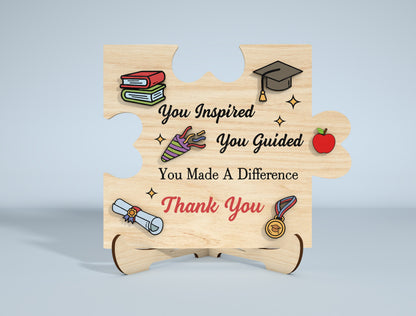 Teacher Thank You Puzzle Sign SVG Laser Cut File for xTool and Glowforge