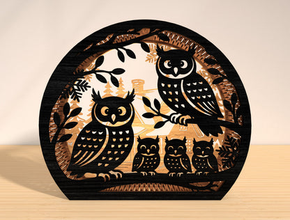 Owl Family Winter Village Christmas Lantern SVG Bundle 1