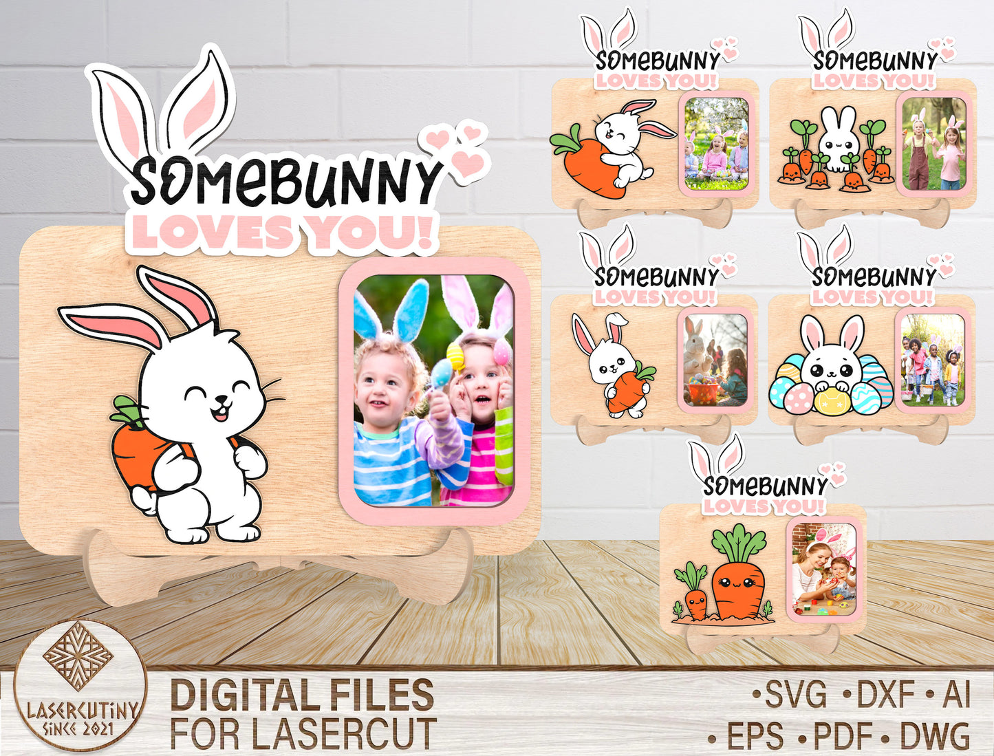 Somebunny Loves You Photo Frame SVG Bundle for LightBurn and xTool