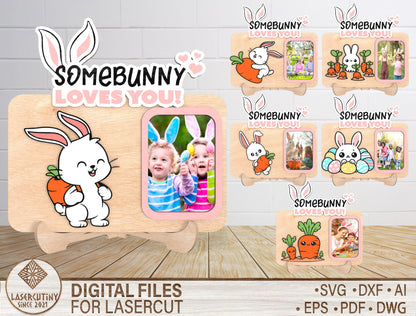 Somebunny Loves You Photo Frame SVG Bundle for LightBurn and xTool