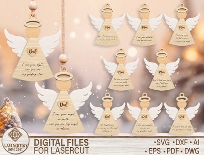 Angel Memorial Ornament SVG Bundle for Glowforge and xTool