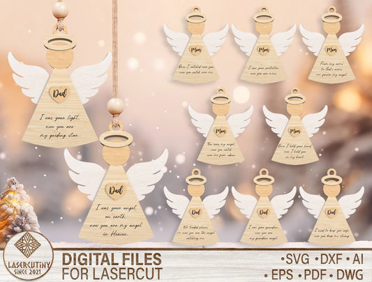 Angel Memorial Ornament SVG Bundle for Glowforge and xTool