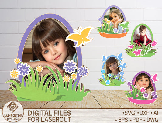 Easter Bunny Photo Frame SVG Kids Easter Photo Stand for Glowforge
