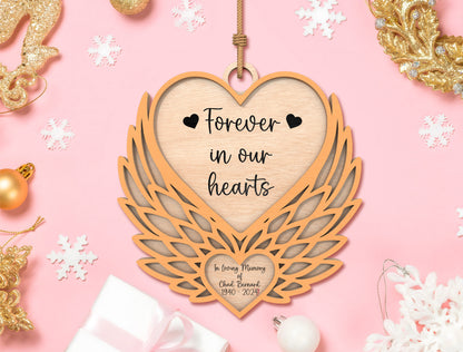 Memorial Heart Wings SVG Ornament for Glowforge and xTool