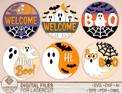 Halloween Ghost Door Hanger SVG Bundle for Glowforge LightBurn