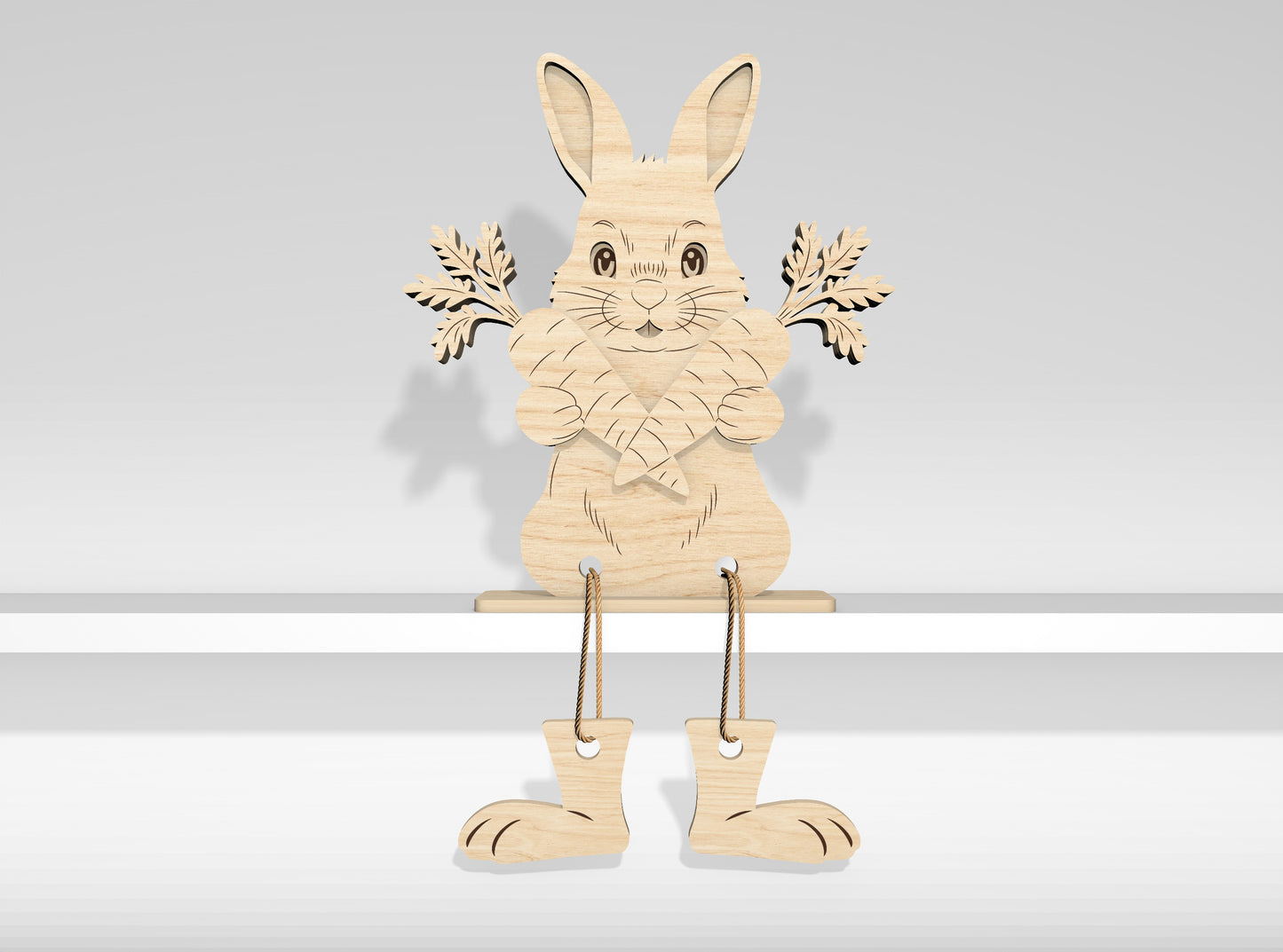 12 Easter Bunny Shelf Sitters SVG Laser Cut File for Glowforge and xTool