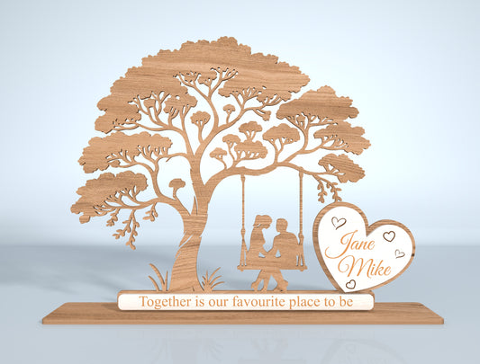 Personalized Couple Tree Swing Laser Cut File Bundle | Romantic Wedding Decor | Wooden Love Art | Glowforge, xTool, LightBurn, etc.